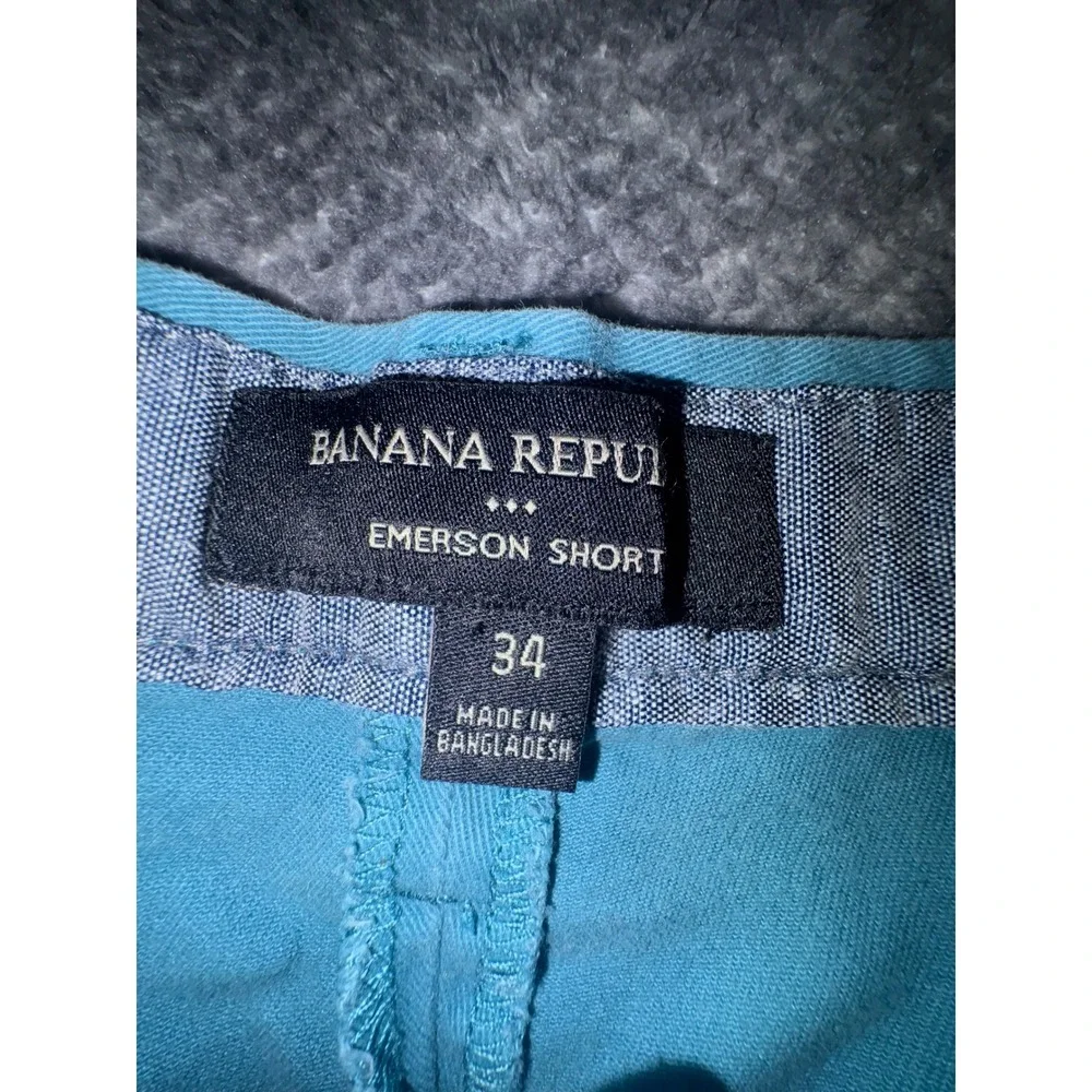 (A2) Banana Republic Emerson Chino Shorts Mens 34 Turquoise Blue Cotton 11